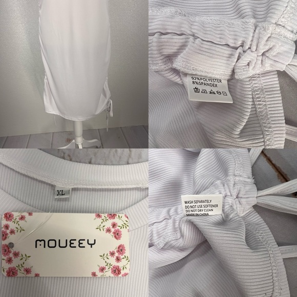 Sleeveless Bodycon Ruched Short Dress Side Drawstring Solid Crew Neck Casual XL - Picture 15 of 16